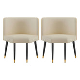 Set of 2 modern white faux leather dining chairs with metal legs, perfect for contemporary dining rooms